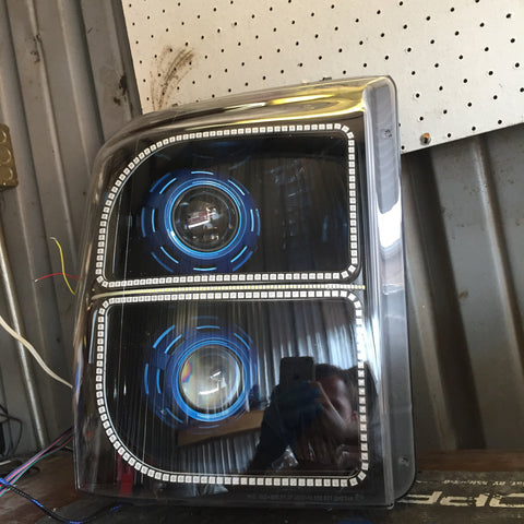 2011-2015 Ford F-250 Headlight dual retrofit headlight prebuilt paint matched with vehicle specific hallos