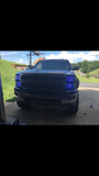 2014-2015 Chevy Silverado Headlight Retrofit with pod high beam paint matched with vehicle specific halos prebuilt
