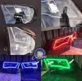2009-2015 Ram Quad Headlight retrofit paint matched with vehicle specific halos
