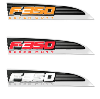 11-16 Ford F350 Illuminated Emblems 2-Piece Kit Includes Driver & Passenger Side Fender Emblems in Chrome – Illuminates in 3 Different User Selectable Colors – F350 in AMBER, RED, & WHITE
